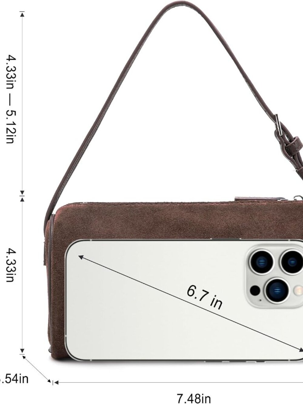 Genuine Leather Crossbody Bag: Small Barrel Purse for Women | Nubuck Leather, Mi - Picture 7 of 9